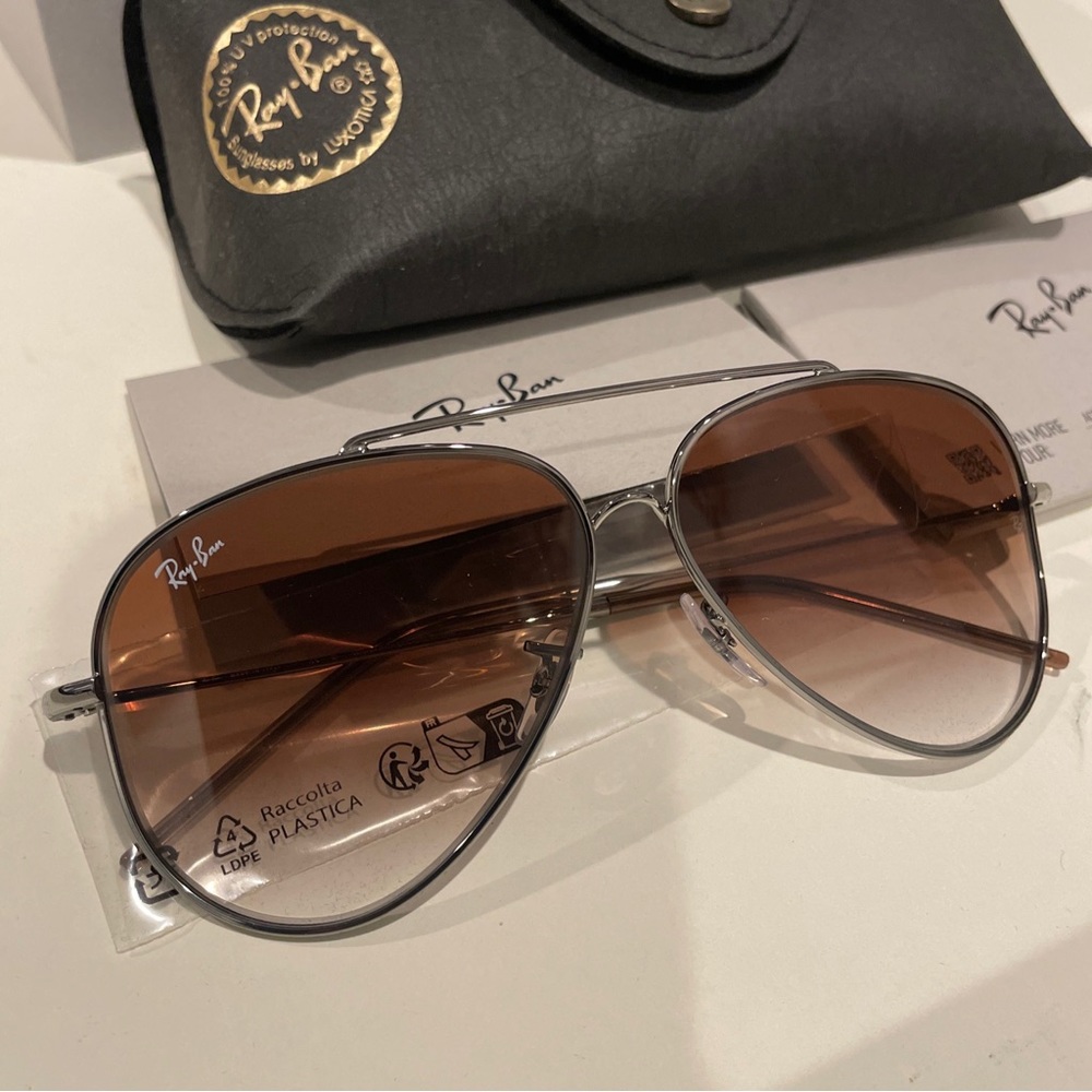 Ray-Ban RBR0101S Sunglasses Unisex Gunmetal / Brown 59mm New 100% Authentic - Picture 3 of 8